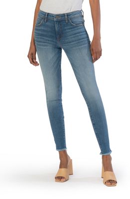 KUT from the Kloth Donna Fab Ab High Waist Frayed Ankle Skinny Jeans in Spring