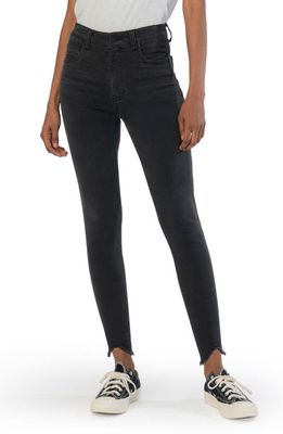 KUT from the Kloth Donna Fab Ab High Waist Frayed Curve Hem Skinny Jeans in Utilizable