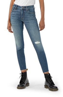 KUT from the Kloth Donna Fab Ab High Waist Raw Hem Ankle Skinny Jeans in Wakeful