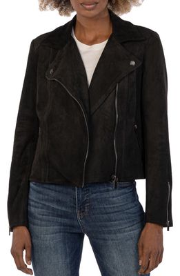 KUT from the Kloth Edith Faux Suede Moto Jacket in Black