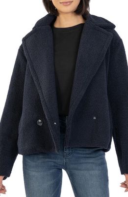 KUT from the Kloth Emaline Double Breasted Fleece Jacket in Navy