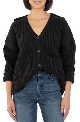 KUT from the Kloth Emmy Rib Cardigan with Detachable Hood in Black