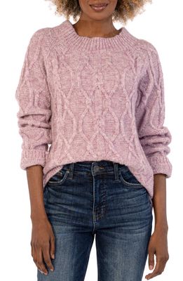 KUT from the Kloth Eudora Cable Knit Pullover Sweater in Lilac/Lavender