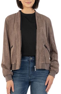 KUT from the Kloth Evie Faux Suede Bomber Jacket in Almond