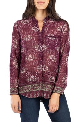 KUT from the Kloth Jasmine Chiffon Button-Up Shirt in Kymani Single Burgundy
