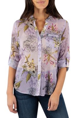 KUT from the Kloth Jasmine Chiffon Button-Up Shirt in Vienna-Lilac