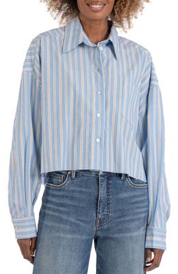 KUT from the Kloth Julane Stripe Crop Shirt in Light Blue/White