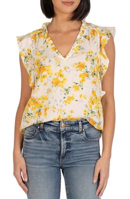 KUT from the Kloth Leda Ruffle Blouse in Ivory/Yellow