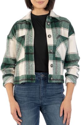 KUT from the Kloth Luciana Plaid Crop Jacket in Green/White