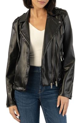 KUT from the Kloth Maeve Faux Leather Motorcycle Jacket in Black