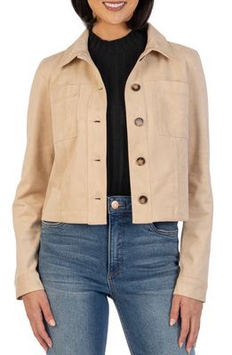 KUT from the Kloth Matilda Crop Faux Suede Jacket in Taupe
