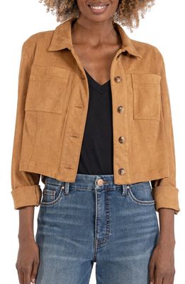 KUT from the Kloth Matilda Crop Faux Suede Jacket in Toffee