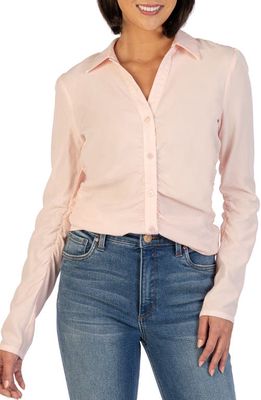 KUT from the Kloth Mercedes Long Sleeve Button-Up Shirt in Soft Pink