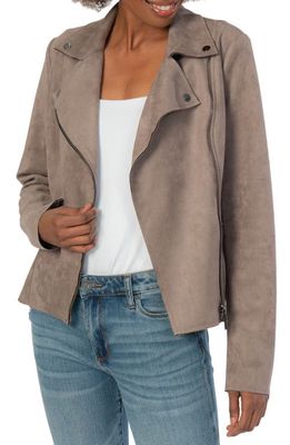 KUT from the Kloth Milana Faux Suede Moto Jacket in Buff