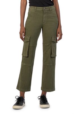 KUT from the Kloth Pattie Mid Rise Straight Leg Cargo Pants in Army Green