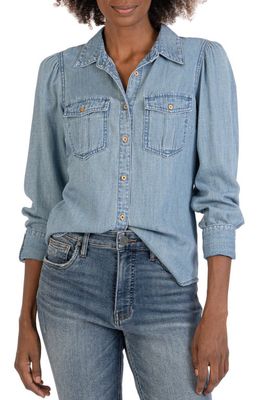 KUT from the Kloth Pear Chambray Button-Up Shirt in Medium Wash
