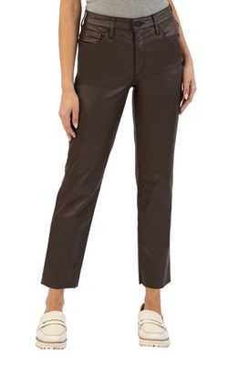 KUT from the Kloth Rachael Fab Ab Coated High Waist Mom Jeans in Chocolate