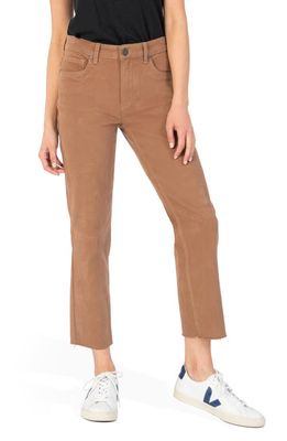 KUT from the Kloth Rachael Fab Ab High Waist Crop Mom Jeans in Camel
