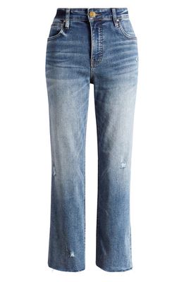 KUT from the Kloth Rachael Fab Ab High Waist Raw Hem Mom Jeans in Charted