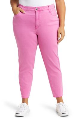 KUT from the Kloth Rachael Fab Ab Raw Hem High Waist Mom Jeans in Rosy Pink