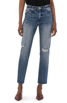 KUT from the Kloth Rachael Fab Ab Ripped High Waist Mom Jeans in Extravagant