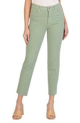 KUT from the Kloth Reese Fab Ab Raw Hem High Waist Ankle Slim Jeans in Sea Green