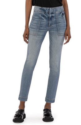 KUT from the Kloth Reese High Waist Ankle Slim Straight Leg Jeans in Obsessive