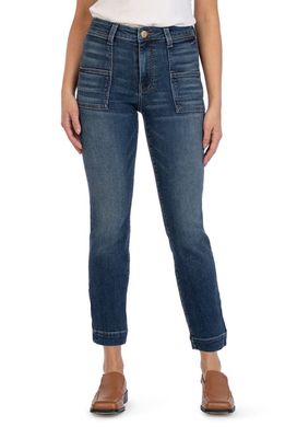 KUT from the Kloth Reese High Waist Ankle Slim Straight Leg Jeans in Waken