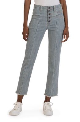 KUT from the Kloth Reese Railroad Stripe Frayed High Waist Ankle Slim Jeans in Volant