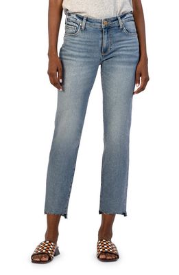 KUT from the Kloth Reese Step Hem Ankle Slim Straight Leg Jeans in Operated
