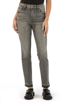 KUT from the Kloth Rosa High Waist Release Hem Straight Leg Jeans in Unforgettable