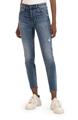 KUT from the Kloth Rosa Raw Step Hem High Waist Ankle Straight Leg Jeans in Advancement