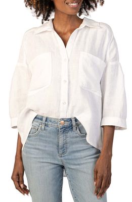 KUT from the Kloth Zuma Linen Blend Shirt in White