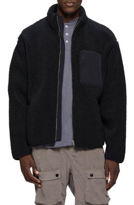 KUWALLA Recycled Polyester Fleece Zip Jacket in Black