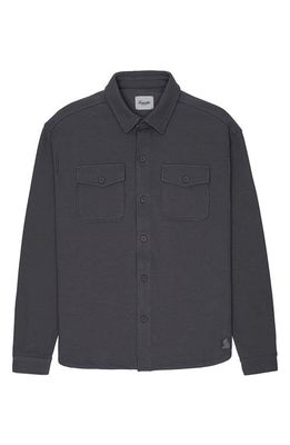 KUWALLA Thermal Knit Button-Up Shirt Jacket in Marled Grey