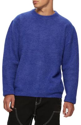 KUWALLA Waffle Knit Crewneck Sweater in Blue