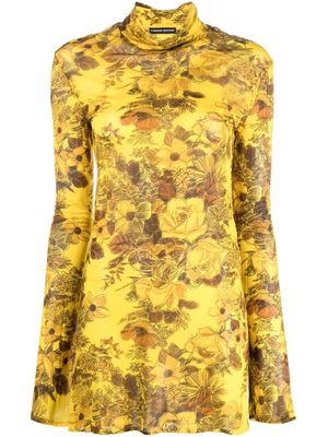 Kwaidan Editions floral-print mini dress - Yellow