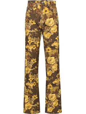 Kwaidan Editions floral-print straight-leg jeans - Brown
