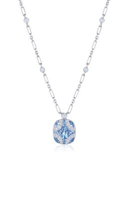 Kwiat Argyle Aquamarine Diamond Pendant Necklace in White Gold