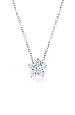 Kwiat Diamond Cluster Flower Pendant Necklace in White Gold