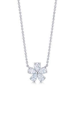 Kwiat Floral Cluster Diamond Pendant Necklace in White Gold
