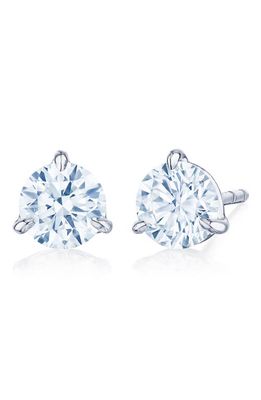 Kwiat Platinum Set Round Cut Diamond Stud Earrings - 1.5 ctw in White
