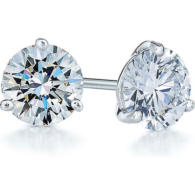 Kwiat Round Brilliant Cut Diamond & Platinum Stud Earrings - 1.00ct. in White 