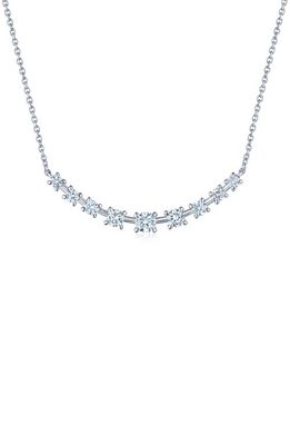 Kwiat Starry Night Curved Bar Diamond Necklace in White Gold/Clear 