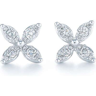 Kwiat Sunburst Diamond Stud Earrings in White Gold 