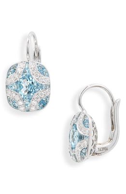 Kwiat Vintage Argyle Aquamarine & Diamond Platinum Earrings in White Gold