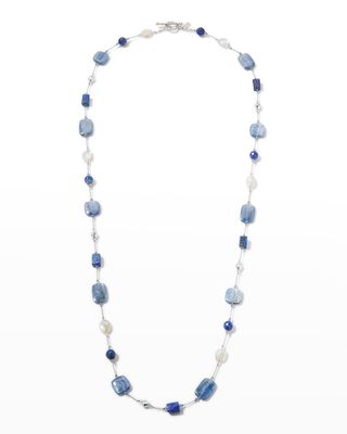 Kyanite and Lapis Mixed Gemstone Long Necklace