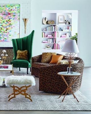 Kylee Leopard-Print Sofa, 90"