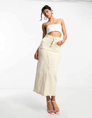 Kyo The Brand denim maxi skirt in washed sand - part of a set-Neutral