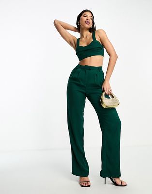 Kyo The Brand wide leg pants in emerald green - part of a set